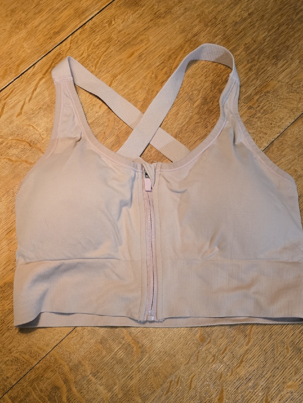 Women’s Front-Zip Comfort Sports Bra - Light Beige